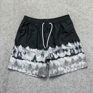 Huk Board Shorts Mens Medium Black Gray Tie Dye Performance Fishing Swim Trunks
